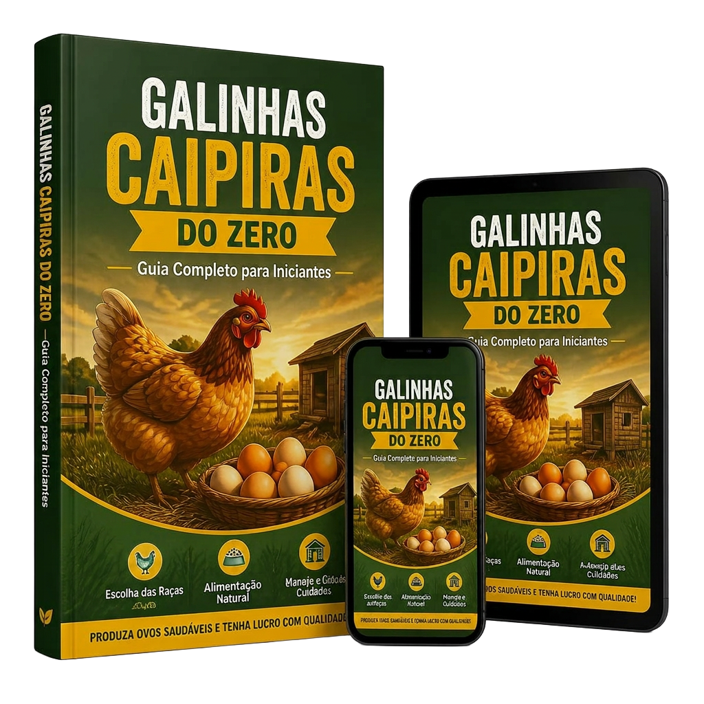 Mockup do eBook Galinhas Caipiras do Zero